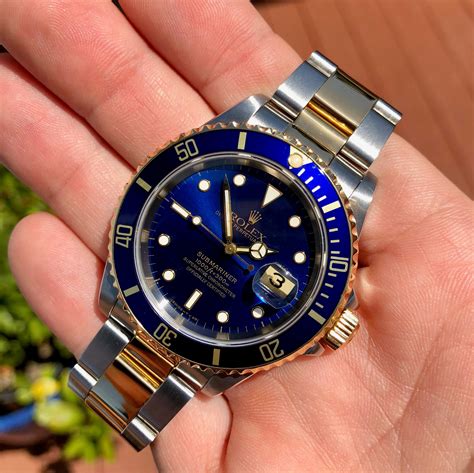 Rolex Submariner 16613 Two Tone Blue Steel 18K Gold Wristwatch Circa ...