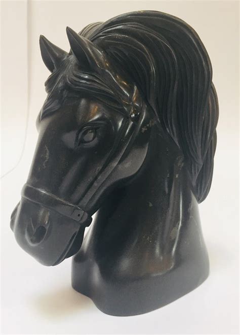 Art Deco Black Marble Sculpture of Horse Head Bust at 1stDibs