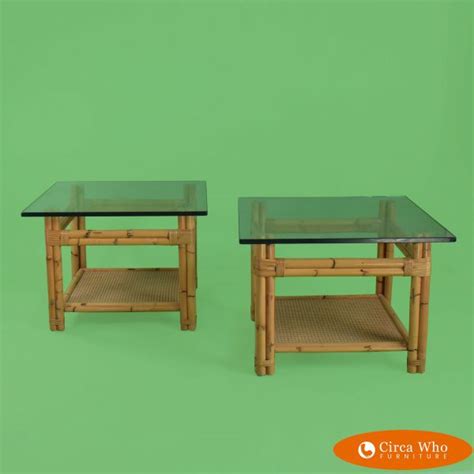 Pair of Rattan End Tables | Circa Who