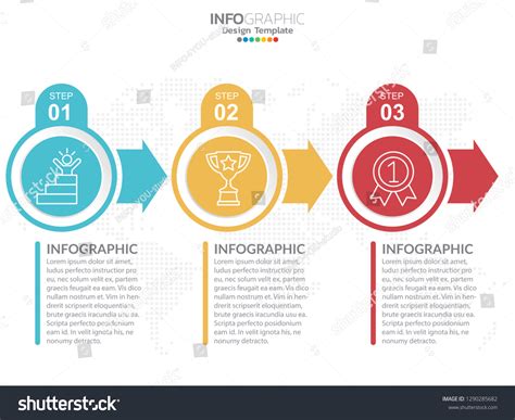 3 Step Timeline Infographics Design Template: เวกเตอร์สต็อก (ปลอดค่า ...