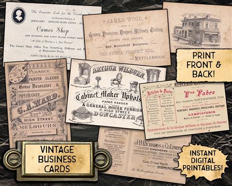 Vintage Business Cards Digital Download Printables - Etsy