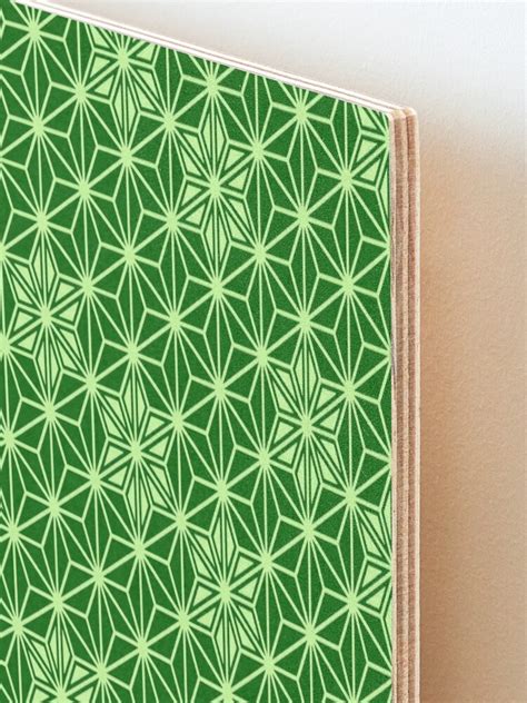 "Japanese Asanoha Pattern, Emerald and Lime Green" Mounted Print for Sale by Marymarice | Redbubble