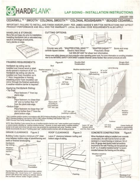 1998 Hardiplank Lap Siding Installation Instructions