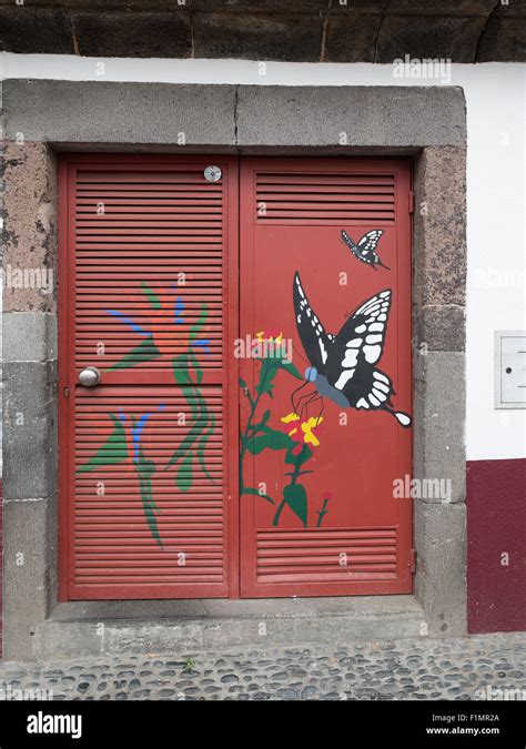 The Painted Doors of Funchal Old Town, Madeira, Portugal. ArT of open ...