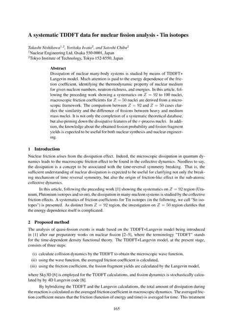 (PDF) A systematic TDDFT data for nuclear fission analysis - Tin isotopes