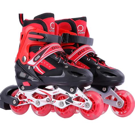 1 Pair Adult Children Inline Skate Roller Skating Shoes Adjustable Washable All Flashing Wheels ...