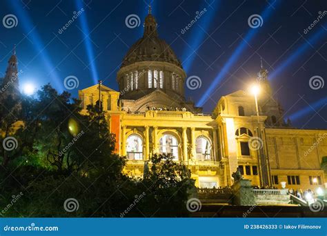 Night View of the National Palace in Barcelona Editorial Stock Photo - Image of festive ...