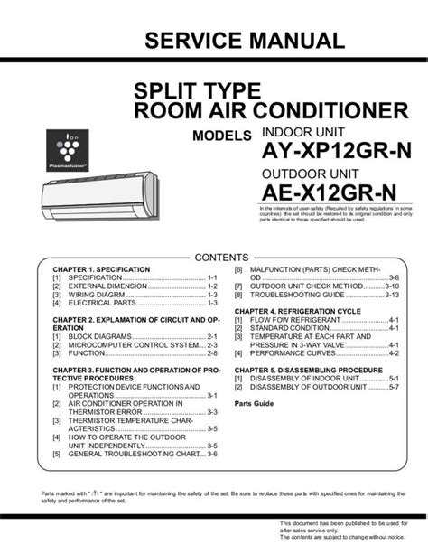 Sharp Air Conditioner Service Manual Model AY-XP12GR-N