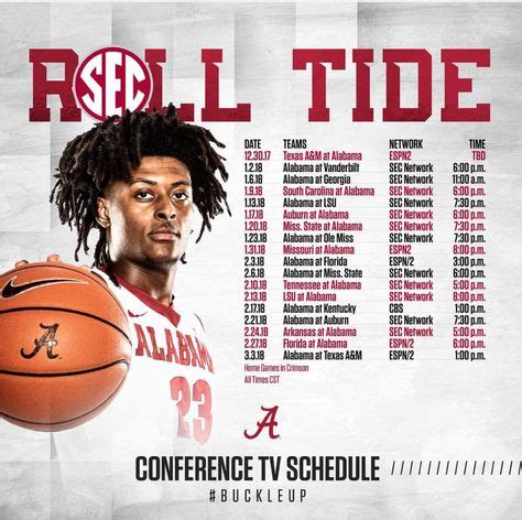 Alabama BB SEC TV Schedule -Graphic from @alabamambb on Instagram | #Alabama #RollTide #Bama # ...