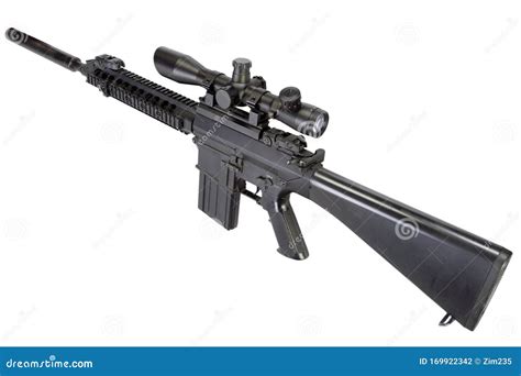 AR-15 Based Sniper Rifle with Silencer Stock Photo - Image of colt ...