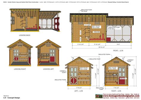 home garden plans: CB202 - Combo Chicken Coop Garden Shed Plans Construction_0818