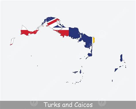 Turks And Caicos Map Flag Isolated Contour Outline Vector, Isolated ...