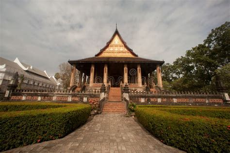 Ancient Laos Art on Church in Hor Phakaeo Temple. Stock Image - Image ...