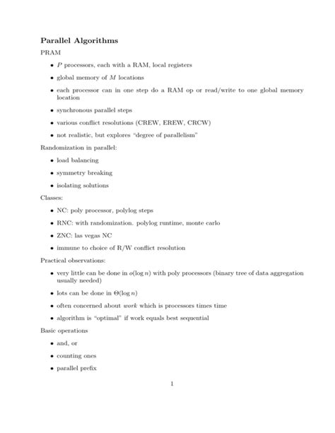 Parallel Algorithms