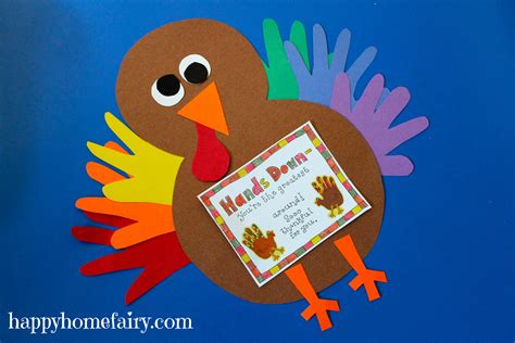 Thankful Handprint Turkey Craft - FREE Printable - Happy Home Fairy