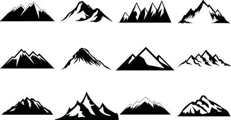 Mountain silhouette set. Rocky mountains icon or logo collection. Vector illustration. 27715244 ...
