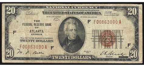 1929 $20 Federal Reserve Bank Note Atlanta