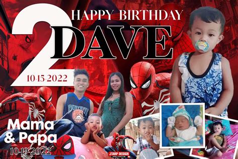 3x2 Happy 2nd birthday DAVE Spiderman Design