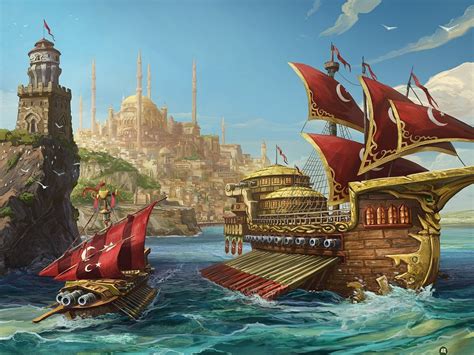 fantasy, Ship, Boat, Art, Artwork, Ocean, Sea Wallpapers HD / Desktop ...