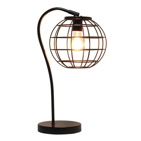 Arched Metal Cage Table Lamp, Black