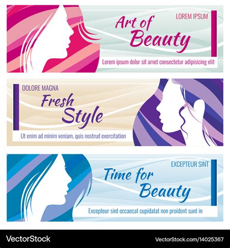 Beauty salon banners set with beautiful Royalty Free Vector