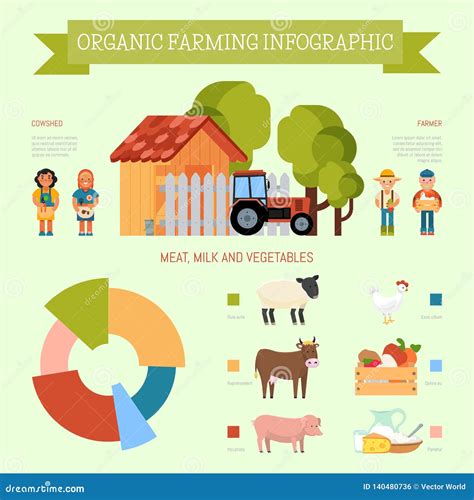 Infographic Fahne Der Biologischen Landwirtschaft, Plakatvektorillustration Karikaturlandwirte ...