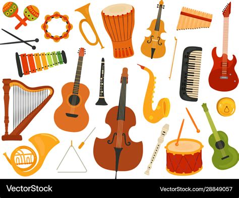 Musical instruments music sound instrument harp Vector Image