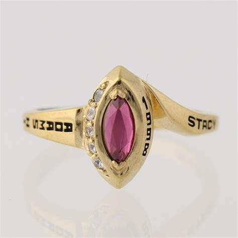 Women's Class Ring - Adam's High School Class 1998 Syn Pink Spinel ...