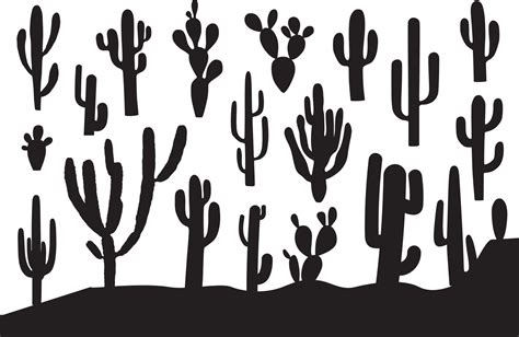 Cactus silhouette set 15826897 Vector Art at Vecteezy