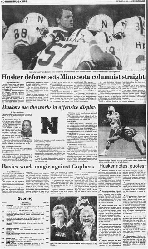 Lincoln Journal Star: 1989 Nebraska vs. Minnesota football - HuskerMax