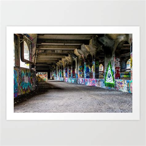 Down the Hall Vibrant urban graffiti in the abandoned Rochester Subway in New York is a vision ...