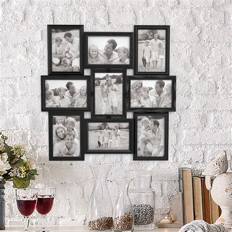 Lavish Home Collage Picture Frame with 9 Openings for 4x6 Photos- Wall Hanging Multiple Photo ...