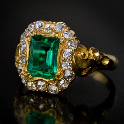 Antique Emerald Diamond Gold Victorian Ring Ref: 720486 - Antique Jewelry | Vintage Rings ...