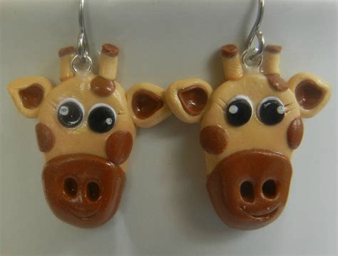 Items similar to Giraffe Polymer Clay Animal Earrings on Etsy