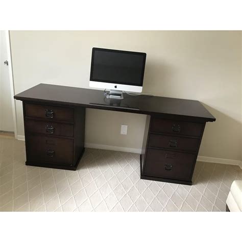 Pottery Barn Bedford Espresso Brown Rectangular Desk | Chairish