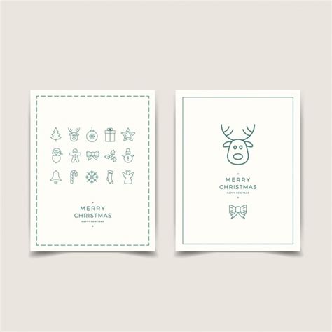 Minimalist cards with christmas decoration | Free Vector