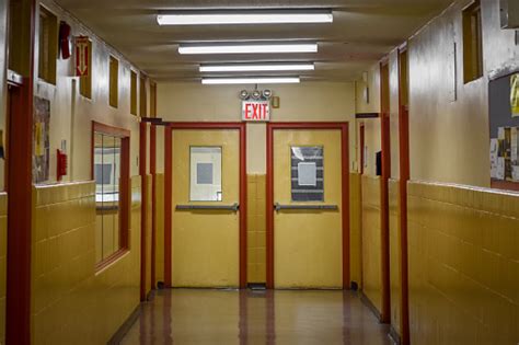 School Hall With Exit Setting Harlem Nyc Stock Photo - Download Image Now - iStock