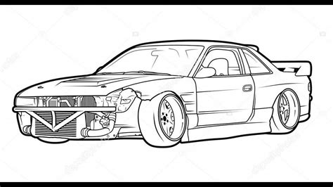 Simple drawing nissan sylvia s13 jdm car - YouTube