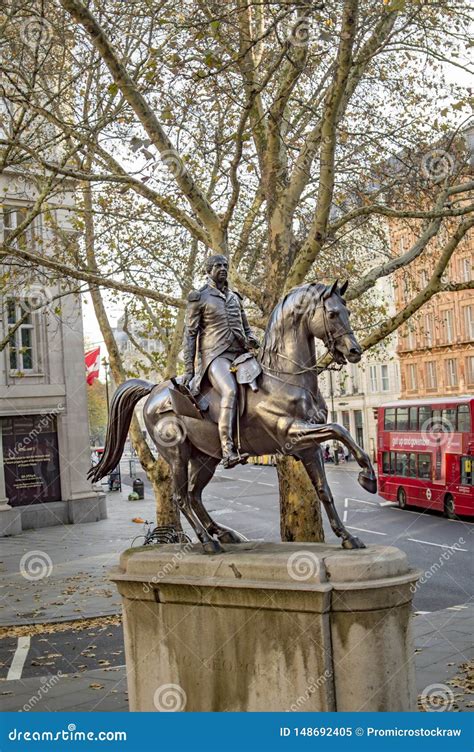 King George III Statue on Horse with Uniform and Well Clad Editorial ...