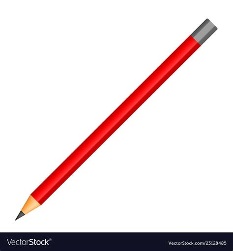 Red pencil icon realistic style Royalty Free Vector Image