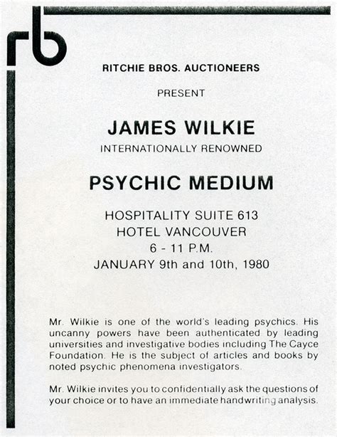 James Wilkie Psychic - Testimonials - Ritchie Bros. Auctioneers