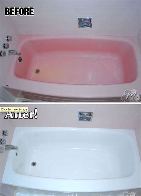 Before and after tub refinishing without the expensive cost of replacement by Miracle Method ...