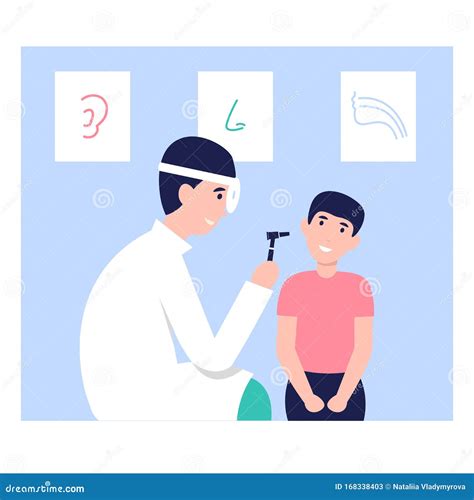 Doctor Examines a Child S Ear with an Otoscope Stock Vector - Illustration of isolated, otology ...