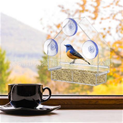 Herrnalise Acrylic Bird Feeder Transparent Bird Feeder Window Bird feeders with Strong Suction ...