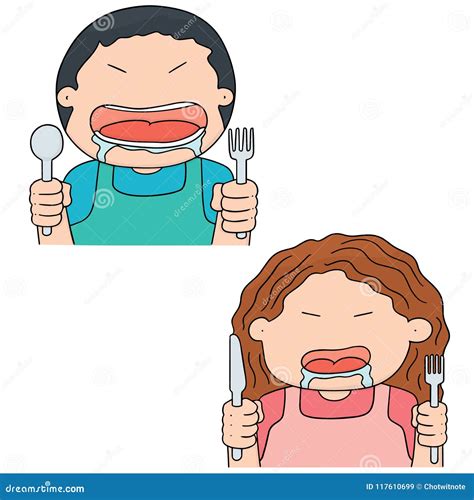 Vector Set of Hungry People Stock Vector - Illustration of graphic ...