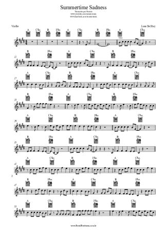 Lana Del Rey - Summertime Sadness - Sheet Music For Acoustic Guitar