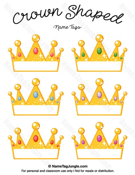 Printable Crown Shaped Name Tags