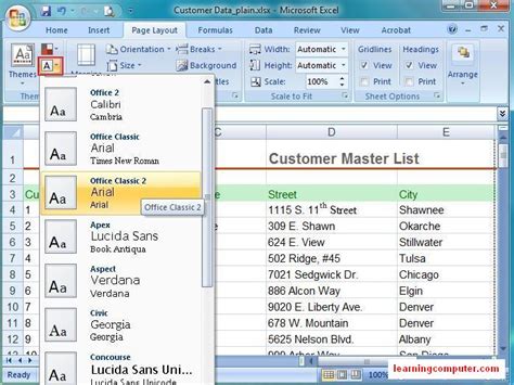 Microsoft Excel::Page Layout Tab