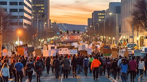 Premium AI Image | A protest march for climate change awareness with ...