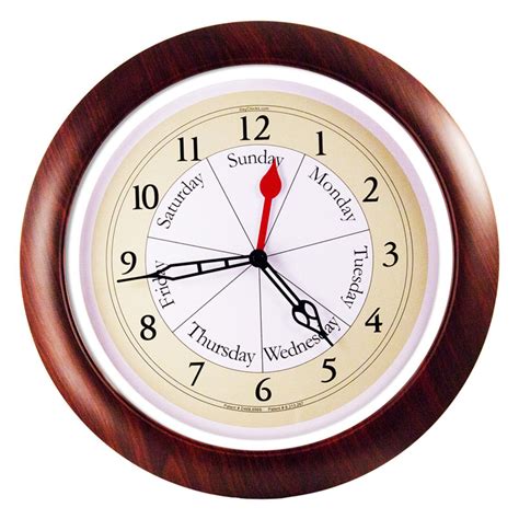 DayClocks Combination Day-of-the-Week Wall Clock with Walnut Trim ...